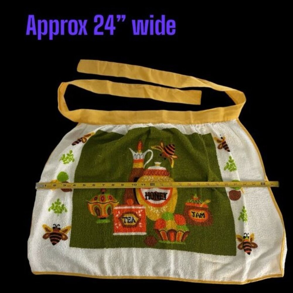 Vintage 1970's Honey Tea Jam Towel Hostess Apron Retro Design - Picture 7 of 7